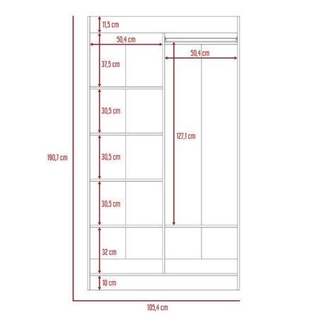 Closet Moratto Wengue 105 cm con Espejo y Dos Puertas - Closets | Bylmo