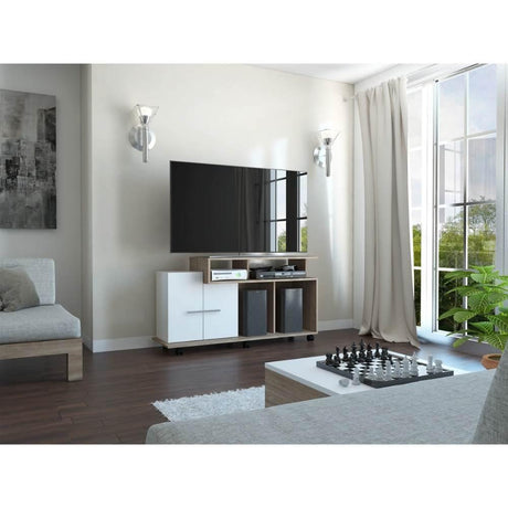 Rack de TV Valera Miel 120x65cm para TV Hasta 40 Pulgadas con Ranuras para Cables y con Cinco Compartimientos - Muebles para TV | Bylmo