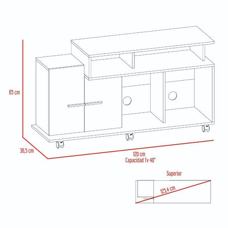 Rack de TV Valera Miel 120x65cm para TV Hasta 40 Pulgadas con Ranuras para Cables y con Cinco Compartimientos - Muebles para TV | Bylmo