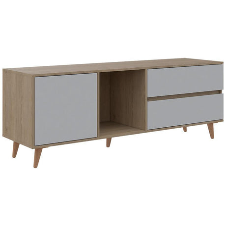 Rack de TV Acacia Rovere y Blanco 159x58.4cm para TV Hasta 60 Pulgadas y con Tres Compartimientos - Muebles para TV | Bylmo