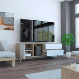 Rack de TV Acacia Rovere y Blanco 159x58.4cm para TV Hasta 60 Pulgadas y con Tres Compartimientos - Muebles para TV | Bylmo