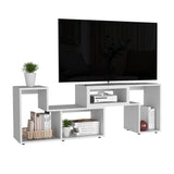Rack de TV Extensible Beijing Blanco 160x57cm Para TV Hasta 40 Pulgadas sin Cajones y con Patas - Muebles para TV | Bylmo