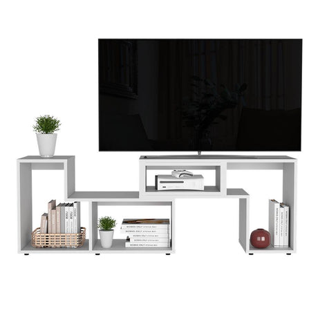 Rack de TV Extensible Beijing Blanco 160x57cm Para TV Hasta 40 Pulgadas sin Cajones y con Patas - Muebles para TV | Bylmo
