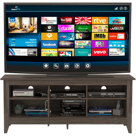 Rack de TV Essential Coñac 147.5x61.5cm Para TV Hasta 65 Pulgadas con Un Cajón con Ranuras para Cables y con Patas - Muebles para TV | Bylmo
