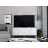 Rack de TV Bora Rovere y Blanco Marquez 148.8x60.9cm para TV Hasta 50 Pulgadas y con Cuatro Compartimientos - Muebles para TV | Bylmo