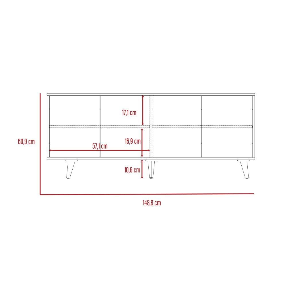 Rack de TV Bora Rovere y Blanco Marquez 148.8x60.9cm para TV Hasta 50 Pulgadas y con Cuatro Compartimientos - Muebles para TV | Bylmo