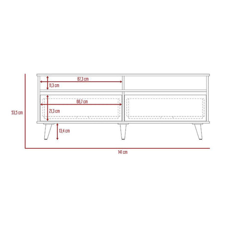 Rack Almería Siena y Blanco 141 cm con Dos Cajones - Muebles para TV | Bylmo