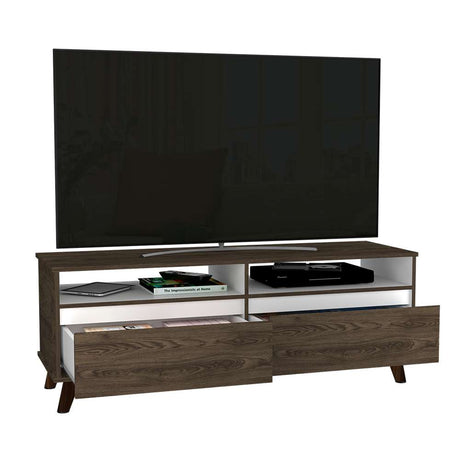 Rack Benett Coñac y Blanco 141 cm con Dos Cajones - Muebles para TV | Bylmo