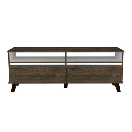 Rack Benett Coñac y Blanco 141 cm con Dos Cajones - Muebles para TV | Bylmo