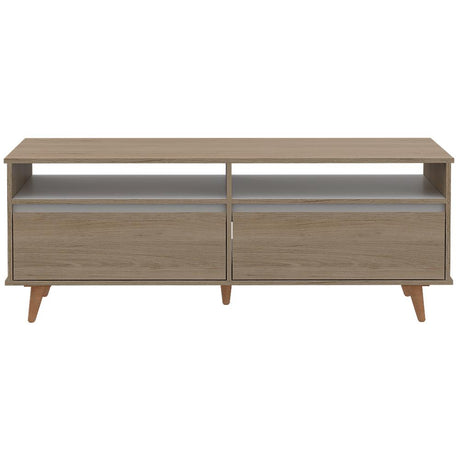 Rack Benett Rovere y Blanco 141 cm con Dos Cajones - Muebles para TV | Bylmo