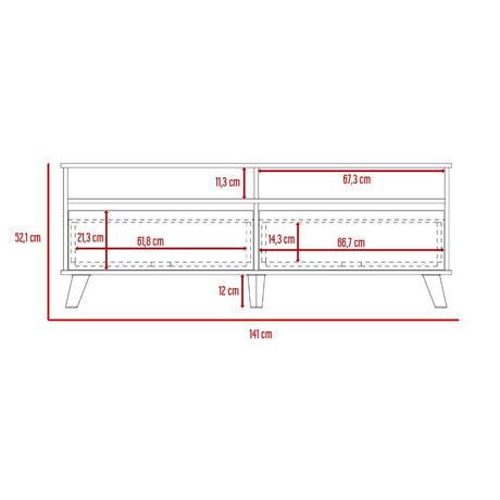 Rack Benett Rovere y Blanco 141 cm con Dos Cajones - Muebles para TV | Bylmo
