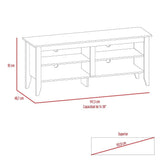 Rack de TV Essential Rovere 147x61cm Para TV Hasta 60 Pulgadas sin Cajones con Ranuras para Cables y con Patas - Muebles para TV | Bylmo
