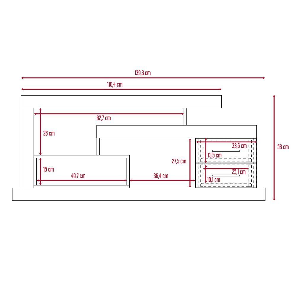 Rack Le Blanc Siena 139 cm con Dos Cajones - Muebles para TV | Bylmo
