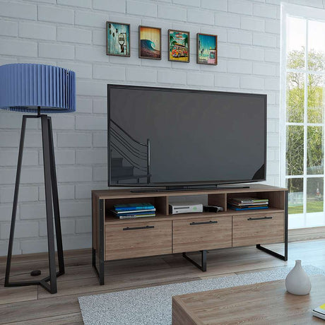 Rack de TV Magnum Miel 139.5x54.9cm Para TV Hasta 60 Pulgadas con Tres Cajones y con Patas - Muebles para TV | Bylmo