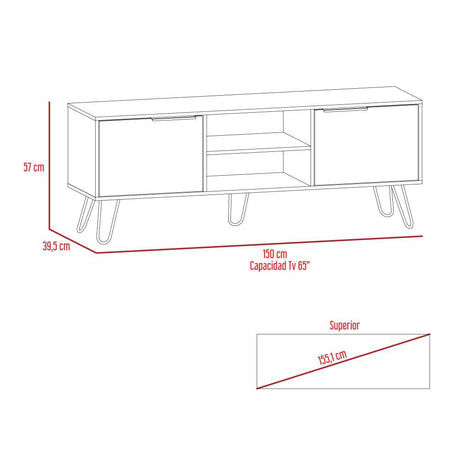Rack Augusta Duna y Wengue 150 cm con Dos Puertas - Muebles para TV | Bylmo