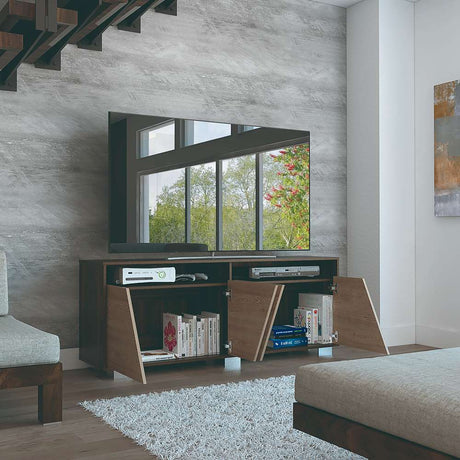 Rack de TV Fracktal Habano 155.5x61.3cm para TV Hasta 70 Pulgadas y con Cuatro Compartimientos - Muebles para TV | Bylmo