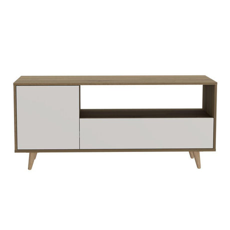 Rack Lavanda Expreso y Blanco 130 cm con Una Puerta y Un Cajón - Muebles para TV | Bylmo