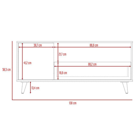 Rack Lavanda Expreso y Blanco 130 cm con Una Puerta y Un Cajón - Muebles para TV | Bylmo