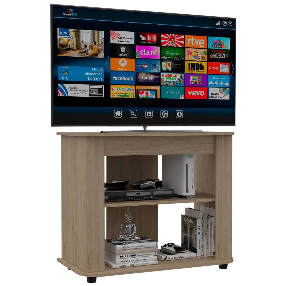 Rack de TV Maori Rovere 90x75cm Para TV Hasta 40 Pulgadas sin Cajones y con Patas - Muebles para TV | Bylmo