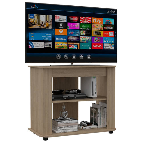 HOMCOM Mueble para TV Moderno con 2 Puertas y 2 Estantes para Televisores  de hasta 46 110x39x48,8 cm Natural y Blanco