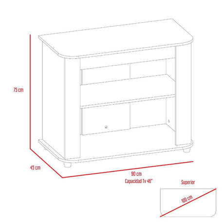 Rack de TV Maori Rovere 90x75cm Para TV Hasta 40 Pulgadas sin Cajones y con Patas - Muebles para TV | Bylmo