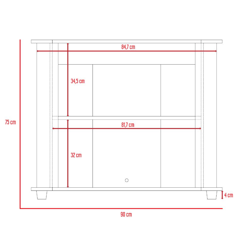 Rack de TV Maori Rovere 90x75cm Para TV Hasta 40 Pulgadas sin Cajones y con Patas - Muebles para TV | Bylmo