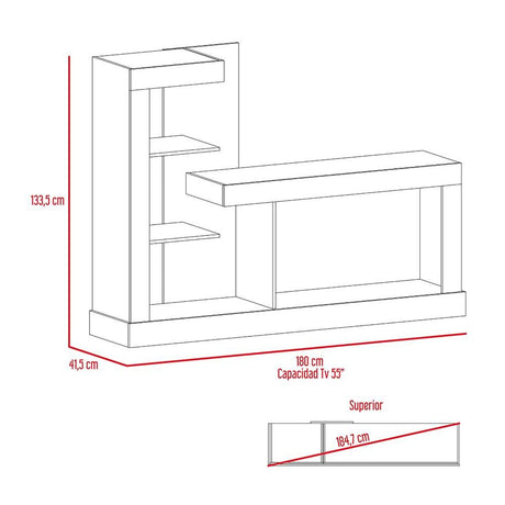 Rack de TV Minotti Coñac 180x133.5cm Para TV Hasta 55 Pulgadas sin Cajones - Muebles para TV | Bylmo