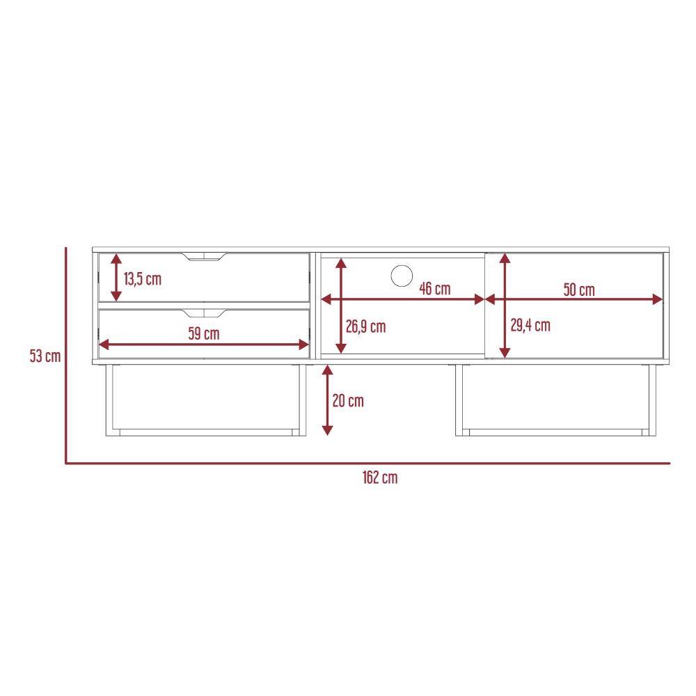 Rack Pergamo Blanco y Gales 162 cm con Una Puerta y Dos Cajones - Muebles para TV | Bylmo