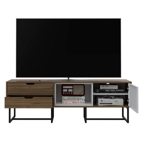 Rack Pergamo Gales y Blanco 162 cm con Una Puerta y Dos Cajones - Muebles para TV | Bylmo
