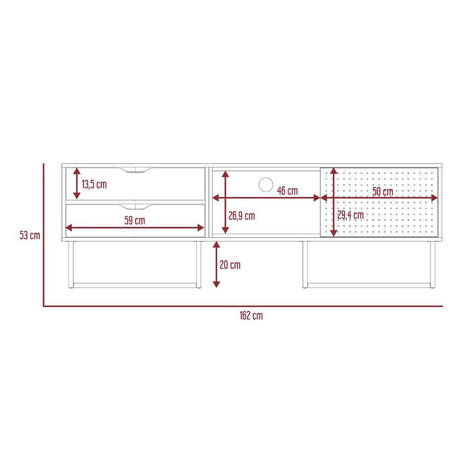 Rack Pergamo Gales y Blanco 162 cm con Una Puerta y Dos Cajones - Muebles para TV | Bylmo