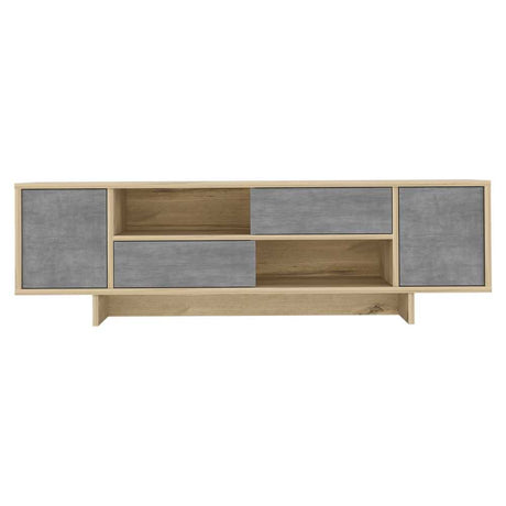 Rack Del Valle Duna y Cemento 149 cm con Dos Puertas y Dos Cajones - Muebles para TV | Bylmo