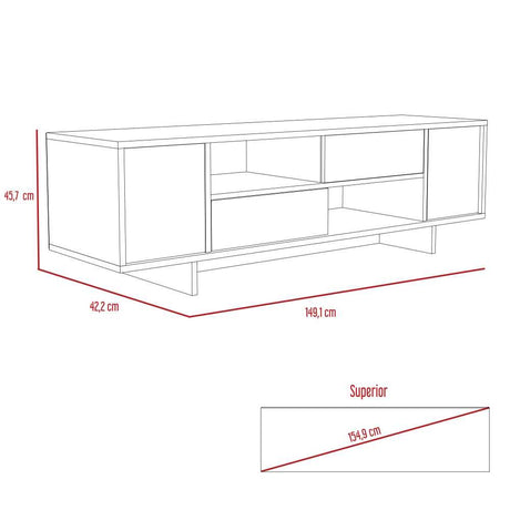 Rack Del Valle Duna y Cemento 149 cm con Dos Puertas y Dos Cajones - Muebles para TV | Bylmo