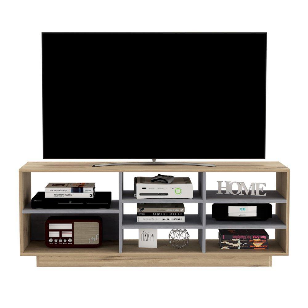 Rack Audra Duna y Cemento 165 cm con Entrepaños - Muebles para TV | Bylmo