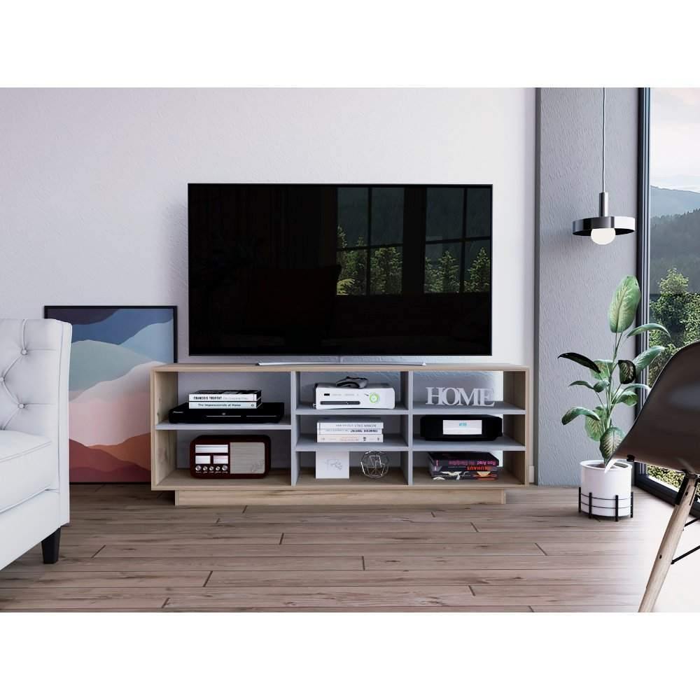 Rack Audra Duna y Cemento 165 cm con Entrepaños - Muebles para TV | Bylmo