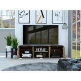 Rack de TV Fraktal Habano 180x180cm Para TV Hasta 75 Pulgadas con Dos Cajones con Ranuras para Cables y con Patas - Muebles de TV | Bylmo