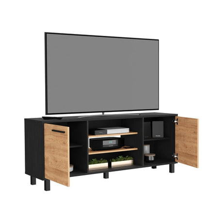 Rack de TV Kaia Wengue 149x58cm Para TV Hasta 65 Pulgadas con Dos Cajones y con Patas - Muebles de TV | Bylmo