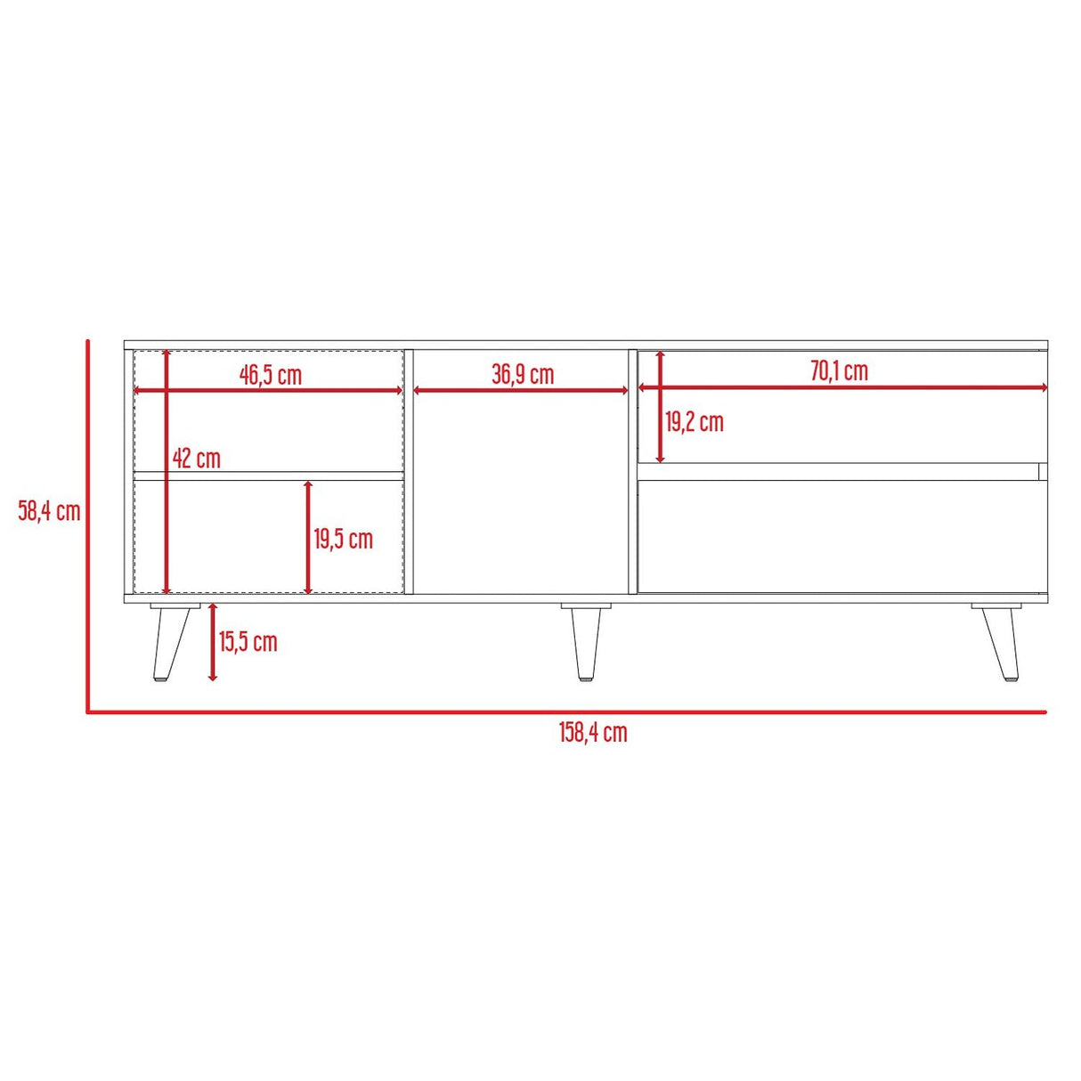 Rack de TV Salem Bellota 158 cm con Cajones - Muebles de TV | Bylmo