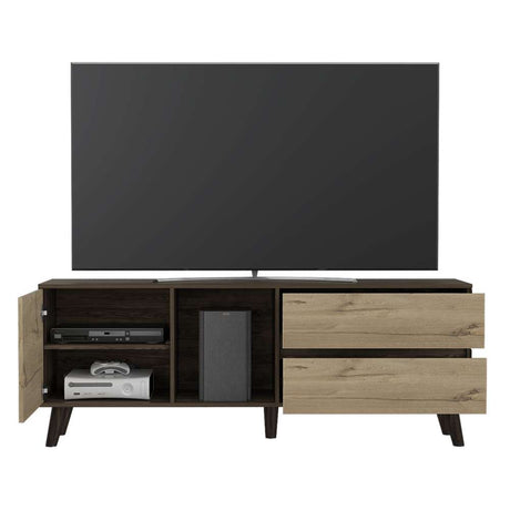 Rack Salem Coñac y Duna 158 cm con Una Puerta y Dos Cajones - Muebles para TV | Bylmo