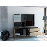 Rack Salem Coñac y Duna 158 cm con Una Puerta y Dos Cajones - Muebles para TV | Bylmo