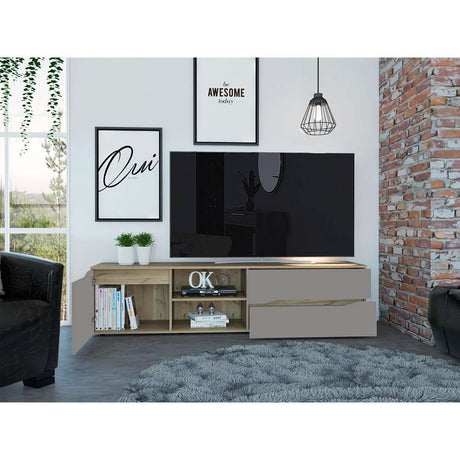 Rack Piero Duan y Taupe 180 cm con Una Puerta y Dos Cajones - Muebles para TV | Bylmo