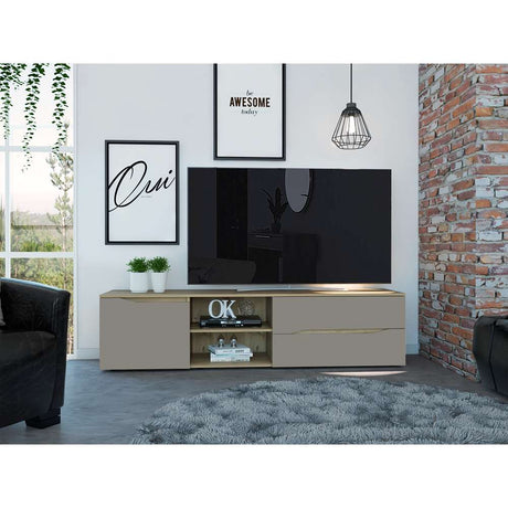 Rack Piero Duan y Taupe 180 cm con Una Puerta y Dos Cajones - Muebles para TV | Bylmo