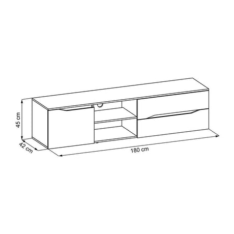 Rack Piero Duan y Taupe 180 cm con Una Puerta y Dos Cajones - Muebles para TV | Bylmo
