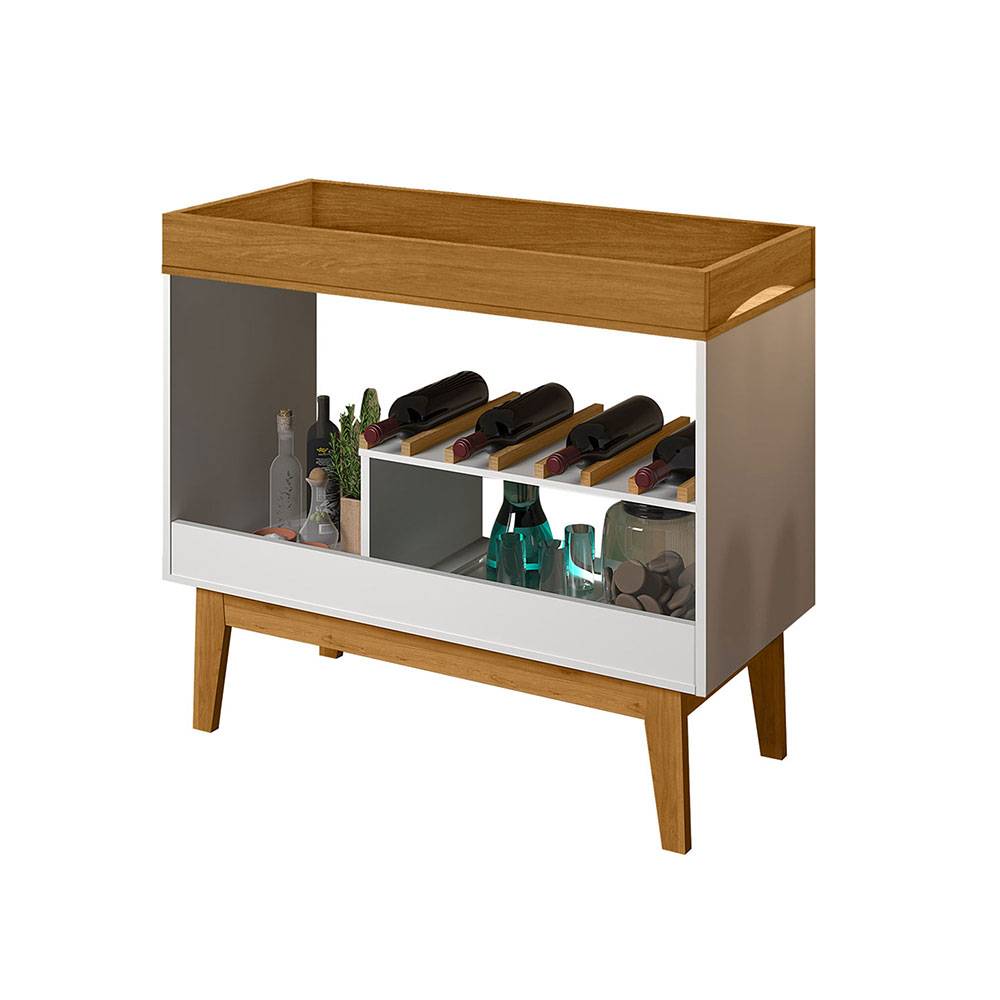 Arrimo Bora Blanco 90x80cm con Dos Compartimientos y con Patas - Bifes | Bylmo