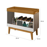 Arrimo Bora Blanco 90x80cm con Dos Compartimientos y con Patas - Bifes | Bylmo