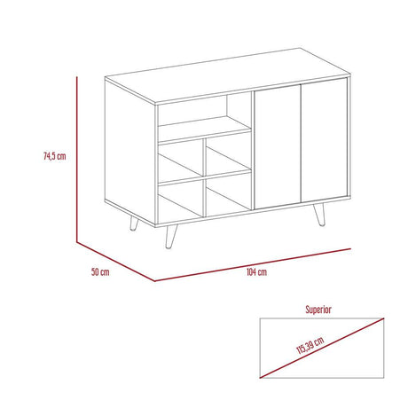 Recibidor Bora Rovere y Blanco 104 cm con Dos Puertas y Zapatero - Bifes | Bylmo