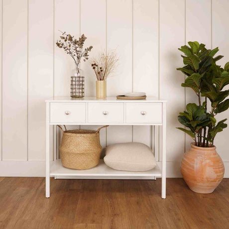 Recibidor Pronti Blanco 95 cm con Tres Cajones - Bifes y Arrimos | Bylmo