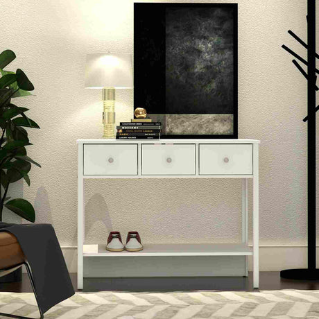 Recibidor Pronti Blanco 95 cm con Tres Cajones - Bifes y Arrimos | Bylmo