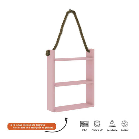 Repisa Rosado 50 cm Rectangular Colgante con Entrepaños - Repisas y Percheros | Bylmo