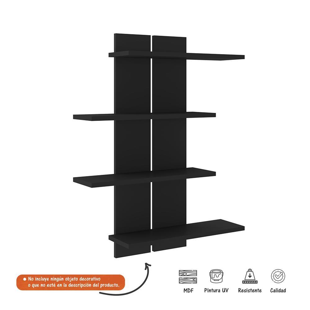 Repisa Negro 63 cm con Cuatro Estantes - Repisas y Percheros | Bylmo