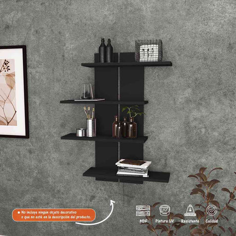Repisa Negro 63 cm con Cuatro Estantes - Repisas y Percheros | Bylmo